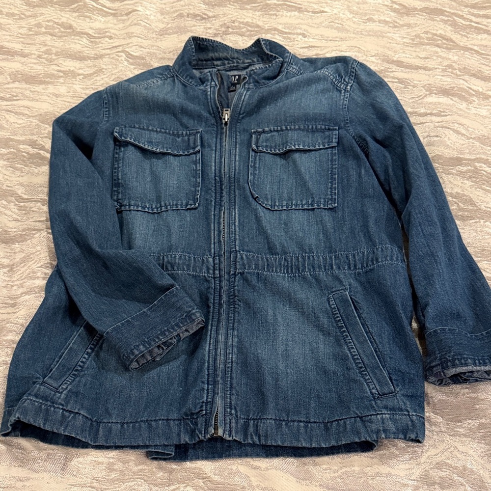 Gap Dark Blue Denim Zip-Up Jacket (medium)
